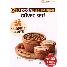 Doğal Elyapımı Fırınlanmış Güveç Seti 3'lü