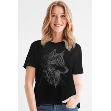 Rock&Roll Kurt Başı Kısa Kollu Siyah Kadın Tshirt