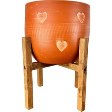 Dora Shopping Bitki Tasarımı Ev Dekorasyon Kalp Desenli Toprak Saksı Saksılık Salon Çiçeklik 4 Ayaklı - 19 cm