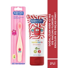 Babyton SET Çilek 2 Yaş Diş Macunu 75 ml -Ekolojik Diş Fırçası Pinky