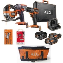 Aeg 3’lü Mobilyacı Montaj Seti-5  18 V (Darabeli Matkap+Darbeli Vidalama+Dekupaj)