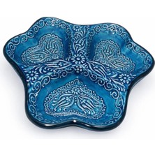 1 Adet 3 Gözlü Çinili Çerezlik,lokumluk