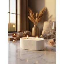 Aceleyolla Luxury Ikili Fitilli Beton Mum Minimal Dekoratif Tasarım Beyaz