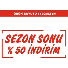 İmaj Reklam Mağaza Vitrini Için Sezon Sonu %50 Indirim Yazısı 120X52 cm