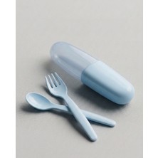 Veyla Style Bebek ve Çocuk Saklama Kutulu Çatal ve Kaşık Seti - Mavi