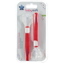 Babysoft 2 Li Silikon Mama Kaşığı - Kırmızı
