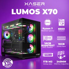 Xaser Lumos X70 Ryzen 7 7800X3D 16GB Ddr5 Ram 1tb M.2 Nvme SSD 16GB RX9070 Xt Masaüstü Oyuncu Bilgisayarı