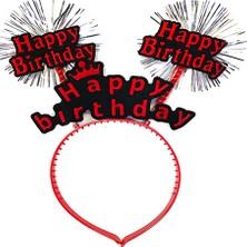 Aydogan's Happy Birthday Yazılı Püsküllü Neon Kırmızı Renk Doğum Günü Tacı 22X19 cm