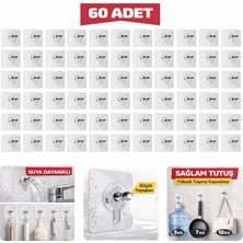 Sengenegel 60 Adet Şeffaf Güçlü Yapışkanlı Duvar Askısı - Askı Seti