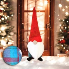 Yılbaşı Noel Baba Dekoratif Biblo Mavi Yeşil Bordo Ekose