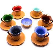 6 Kişilik Toprak Kahve Fincan Takımı