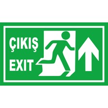 Kent Reklam Ajansı Yönlendirme Levhaları /exit (Çıkış) Tabelası Yukarı Oklu Uyarı Levhası – 17,5 x 30 cm