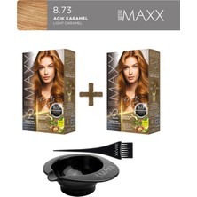 Maxx Deluxe 2'li Beauty Expert Set Boya 8.73 Altın Karamel, Boya Tası ve Fırça Hediye!