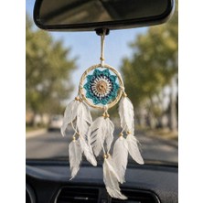 Mini Rüya Kapanı Bambu Çember Araba Dikiz Ayna Süsü El Yapımı Tüylü Bohem Oto Aksesuar Dreamcatcher