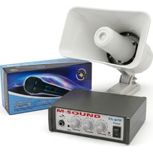 AUDIOX PS-50 Pazarcı Ses Sistemi Seti 12 Volt 50 Watt Pazarcı Amfisi Horn Hoparlör Dinamik El Mikrofonu