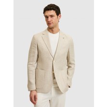 Cacharel Erkek Bej Slim Fit Keten Karışımlı Ceket 50264773-VR011