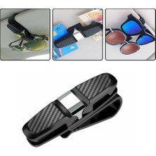 Popüler Sepet Araç Içi Gözlük Kart Tutacağı 2 Klipsli 180° Döner Karbon Desenli