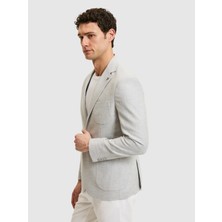 Cacharel Erkek Açık Gri Slim Fit Yün Keten Karışımlı Ceket 50284564-VR001