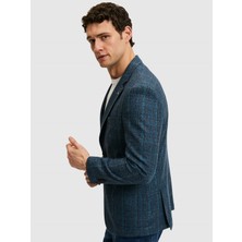 Cacharel Erkek Petrol Mavi Slim Fit Yün Kaşmir Karışımlı Ceket 50272712-VR102