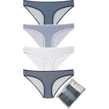 Eslara Kadın 4'lü Paket Pamuklu Desenli Bikini Külot Seti - Marin Serisi
