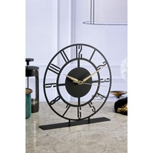 Muyika Bunnela Metal Siyah Yuvarlak Masa Üstü Saati 25X23Cm Dekoratif Tasarım Özellikleriyle