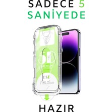 Glazef iPhone 14 Uyumlu Kolay Uygulama Aparatlı Siyah Çerçeveli Tam Kapatan Cam Ekran Koruyucu
