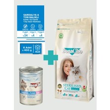 Bonacibo Sterilised Somonlu Kedi Maması 2 kg & Deniz Ürünlü Yaş Mama Seti (6X400 Gr)