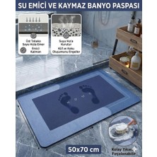 Sihirli Mop Su Emici Banyo Paspası Kaymaz Tabanlı Su Emici Yapı 50 x 70 cm  Kare