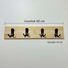 Altınbaşak Dekorasyon Ahşap Duvar Askılığı – 4’lü Kancalı