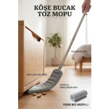 Sihirli Mop Köşe Bucak Toz Mopu Dip Köşe Dar Alanlar için +1 Yedek Bez Hediyeli