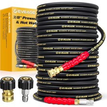 Dora Shopping Eveage 3/8 "basınçlı Yıkama Hortumu 100 Ft, 4800PSI Sanayi Sınıfı Tel Örgülü Sentetik Kauçuk Ceket,