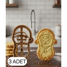 Ulu Pazarlama 3lü Çanlı Noel Kuzusu Kurabiye Kalıbı Şapkalı Kuzu Figürlü Çift Parça Şeker Oyun Hamuru Kesici