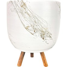 Dora Shopping Bitki Tasarımı Ev Dekorasyon Üzeri Mermer Efektli Toprak Saksı Saksılık Salon Çiçeklik 3 Ayaklı - 19