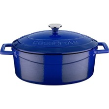 Dora Shopping Metal Oval Döküm Tencere, Cm, 3.19 L Hacim, Mavi