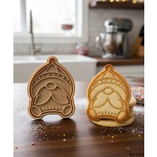 Ulu Pazarlama Sevimli Oturan Noel Cücesi Temalı Şekillendirici Kalıp Kurabiye Hamur Kesici Seti