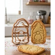 Ulu Pazarlama Mini Uzun Şapkalı Noel Cücesi Kurabiye Kalıbı Gnome Çift Parça Hamur Kesici Şeker ve Oyun Hamuru