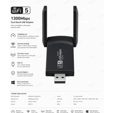 Nivego AC1300 Mbps Dual Band USB 3.0 Adaptör Kablosuz Wifi Alıcı 2.4ghz 5ghz New Free Windows 7/8/10/11