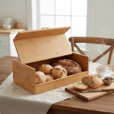 Dora Shopping Bambu Ekmek Kutusu - Ekmek Dolabı, Çok Amaçlı Ekmeklik, Doğal Bambu Saklama Kutusu (40X23X14CM) - Mu
