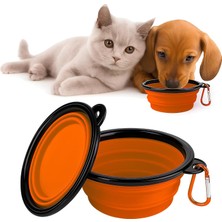 Dora Shopping Kanji Katlanabilir Silikon Mama Su Kabı – 350 ml - Turuncu, Askı Aparatlı, Taşınabilir, Katlanabilir