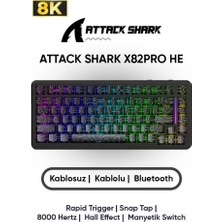 Attack Shark X82 Pro He Rgb %75 Tkl Siyah Magnetic Switch Kablolu/kablosuz Mekanik Oyuncu Klavyesi Teşhir