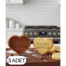 Ulu Pazarlama 3lü Canım Annem Yazılı Kalp Kurabiye Kalıbı Hamur Kesici Şeker ve Oyun Hamuru Için Iki Parça Kalıp