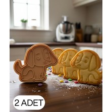 Ulu Pazarlama 2li Sevimli Köpek Puppy Şekillendirici Kalıp Kurabiye Hamur Kesici Oyun ve Şeker Hamuru Seti