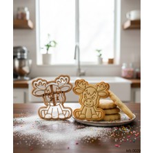 Ulu Pazarlama Sevimli Geyik Kurabiye Kalıbı Yılbaşı Temalı Çift Parça Hamur Kesici Şeker ve Oyun Hamuru Için