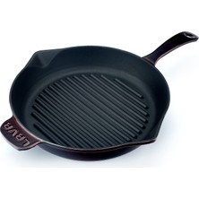 Dora Shopping Serisi - Döküm Izgara Tavası, Yuvarlak, 28 Cm, Yekpare Saplı, Emaye, Majolik