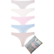 Eslara Kadın 5'li Paket Pamuklu String Tanga Seti - Renkli Karışık Rahat Seri
