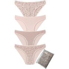 Eslara Kadın 4'lü Paket Pamuklu Karma Desenli Bikini Külot Seti - Nude Serisi