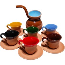 El Yapımı Toprak Kahve Fincan Takımı + Cezve + Lokumluk