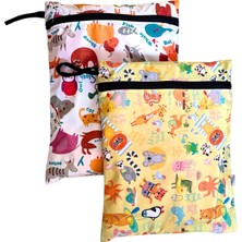 Dora Shopping 2 Adet, 37 x 30 Cm, Zoo Desen, Sıvı Geçirmeyen Çok Amaçlı , Ekonomik Set, Yıkanabilir