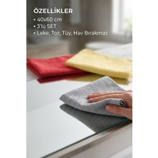 Sihirli Mop Mikrofiber Cam Bezi Seti 3'lü (40X60 Cm) Iz ve Tüy Bırakmaz