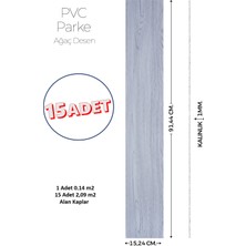 Brano 15,24 x 91,44 cm Kendinden Yapışkanlı Parke Görünümlü Zemin Kaplaması Açık Gri Renk-15 Adet